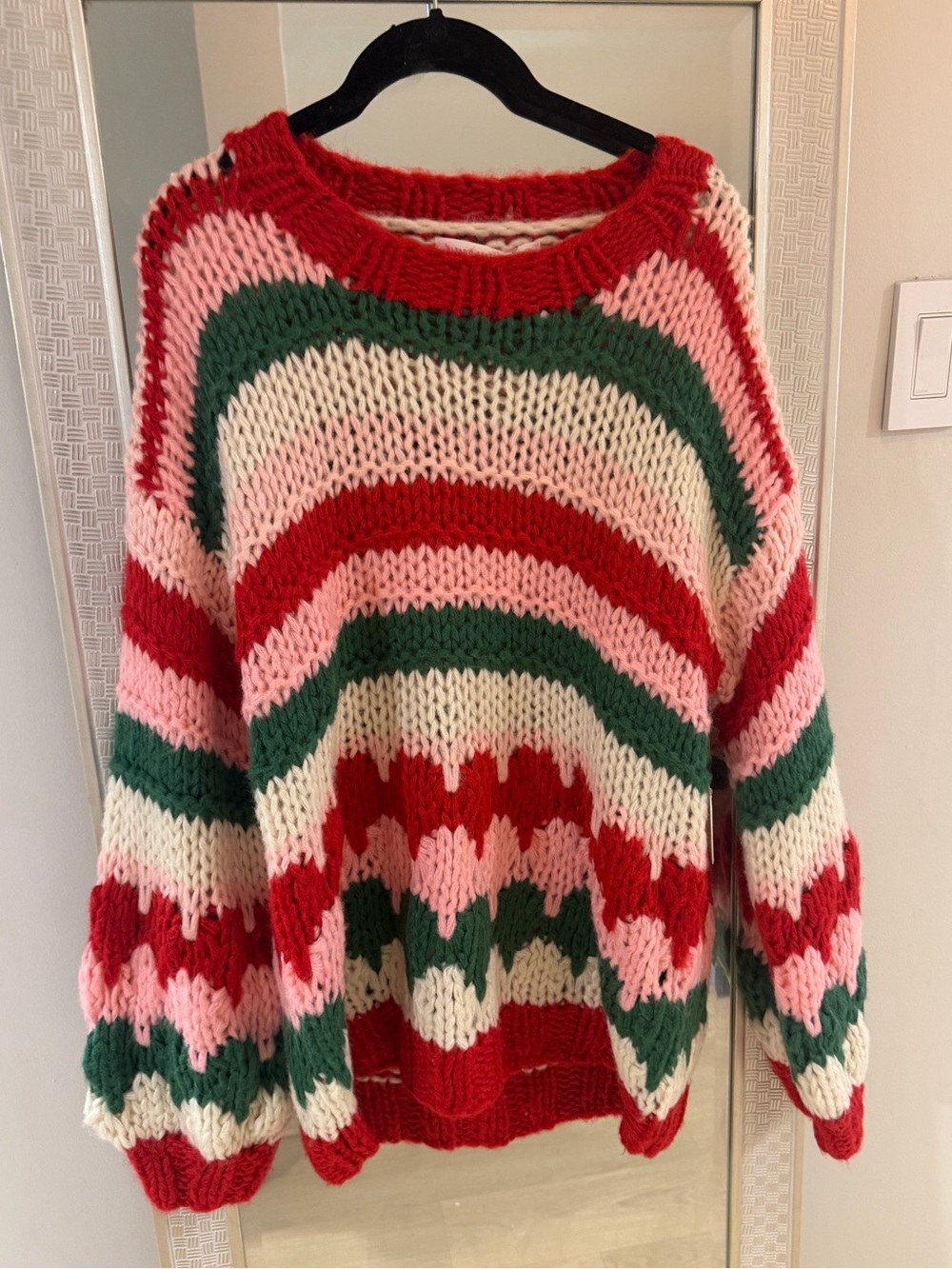 Altar'd State Urban Daizy Striped Chunky Knit Sweater
